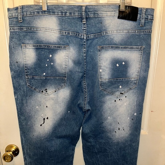 RED APE MCMXXXIII Distressed Paint Splattered Denim Jeans. Waist 46. Inseam 31.5 - Picture 5 of 9